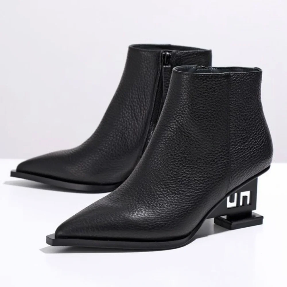 UNITED NUDE Brand New UN Bootie MD Black Cutout Wedge Heel Nappa Leather NIB